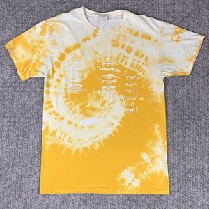 Vintage Shirt Adult Medium Tie Dye Retro Graphic 2000s Crewneck Everyday Yellow
